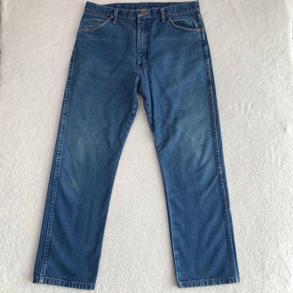 Wrangler Cowboy Cut Jeans Mens 36x30 (34x30) Straight Leg Western Denim (STAINS)